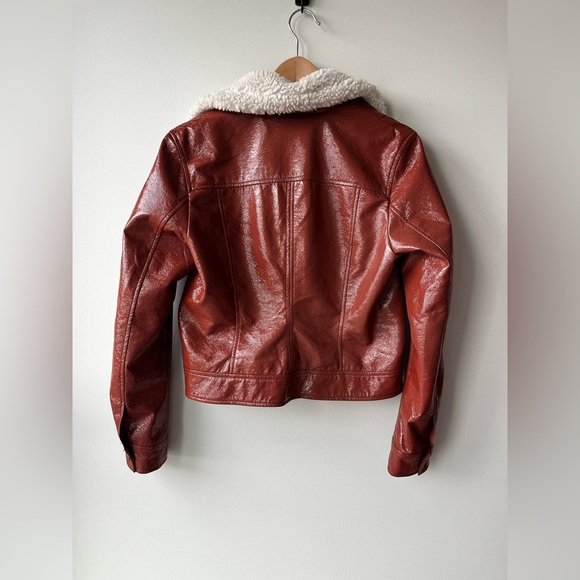 SOLD Aritzia Wilfred Tempest Cropped Vinyl Jacket with Shearling Collar - Picture 8 of 8